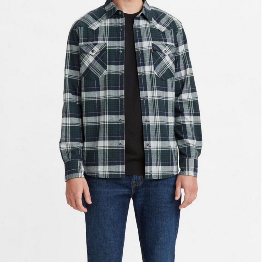Levi's Men's Western Pearl Snap Shirt Color Scanlon Dress Blues